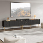 SICOTAS TV Stand for 55/60/65/70 Inch TV - 62 Inch TV Stands for Living Room Entertainment Center with 4 Drawers, Fluted Modern TV Media Console Television Cabinet for Bedroom(Black, 2 Pieces)