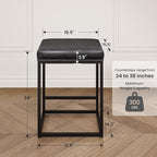 PHI VILLA Black Bar Stools Set of 3, Backless Leather Counter Height Chairs Kitchen Island Stools, 24 inch Barstools