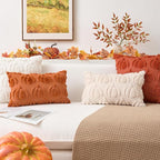 Kevin Textile Fall Pillow Covers 18x18 Inch Set of 2 Soft Pumpkins Decorative Square Pillowcases Plush Autumn Faux Fur Cushions Harvest Gift for Couch Sofa Chair Bedroom Home Decor, Beige