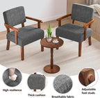 Accent Chair Set of 2 with Table, Living Room Chairs with Soft Seat and Armrests for Living Room Bedroom Reading Room Waiting Room, Grey (AC01)