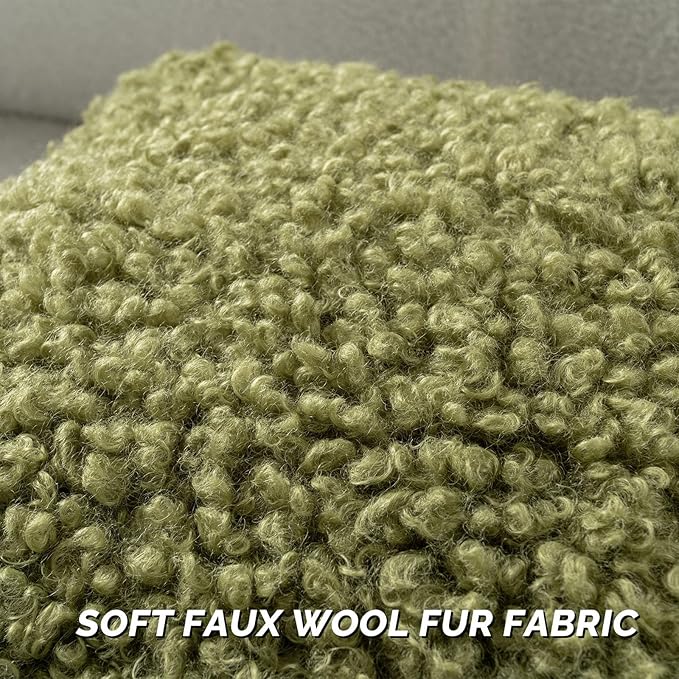 FUTEI Olive Green Decorative Throw Pillow Covers 26x26 Inch Set of 2,Soft Fluffy Faux Wool Fur Boucle Textured Euro Pillow Shams,Modern Home Decor for Couch Bed Living Room Office