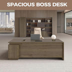 L Shape Executive Office Desk with Reversible Cabinets, Lockable Drawers, Cable Box & Privacy Panel – Modern Wood Grain Desk for Home Office or Business Use(Walnut,63" L*32" W*30" H)
