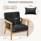 Mid-Century Modern Accent Chair, Linen Armchair and Lounge Chair with Lumbar Pillow, Wide Seat & Solid Wood Frame for Living Room, Bedroom or Balcony （Dark Gray）
