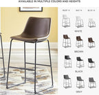 Signature Design by Ashley Centiar Urban Industrial 28.75" Pub Height Bucket Seat Barstool, 2 Count, Brown