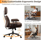 Ergonomic Office Chair Comfy with Lumbar Support, High Back PU Leather Rolling Executive Desk Chair for Home Office & Gaming, 360° Swivel, 300lbs (Dark Brown)
