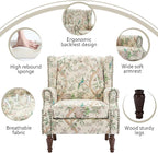 Lumibee High Back Accent Chair, Armchair in Fabric,Comfy Upholstered Wingback Single Sofa Reading Chair with Solid Wood Legs for Living Room,Bedroom,Office-Bird