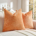 FUTEI Orange Flannel Throw Pillow Covers 22x22 Inch Set of 2,Soft Dimensional Textured Cushion Cases,Modern Home Decor for Couch Living Room