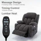 Power Lift Recliner Chair, 350lb Capacity with 8-Point Massage & Heating, USB/Type-C Ports & Cup Holders, Heavy Duty Chenille Recliner for Elderly, Grey