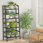 Homykic Bamboo Bookshelf 4-Tier Ladder Shelf, 49.2” Freestanding Open Bookcase Book Shelf Bathroom Storage Shelf Unit Plant Stand for Small Space, Living Room, Bedroom, Home Office, Black