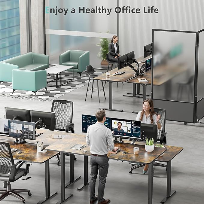 Dual Motor Electric Standing Desk with One Piece Desktop, 48 x 24 Inch Adjustable Height Sit to Stand Up Desk for Home Office, Work & Study, White Frame & White Desktop (2 Packages)
