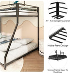 Twin Over Full Bunk Bed for Adults with Stairs Flat Rungs, Metal Bunk Beds Twin Over Full Size for Teens Dorm Bedroom Guest Room,Heavy Duty Bunk Beds with Ladder and Guardrail