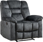 EBELLO Manual Recliner Chair for Adults with Soft Padded Headrest and Backrest, Overstuffed Single Recliner Sofa Chair for Living Room, Grey