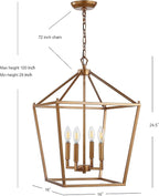 JONATHAN Y JYL7437B Pagoda Lantern Dimmable Adjustable Metal LED Pendant Classic Traditional Farmhouse Dining Room Living Room Kitchen Foyer Bedroom Hallway, 16 in, Antique Gold