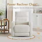 Watson & Whitely Swivel Power Recliner Glider Rocker, Small Recliner with Charging Port for Living Room, Fabric in Linen