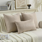 FUTEI Oatmeal Chenille Throw Pillow Covers 12x20 Inch Set of 2,Soft Wide Chevron Textured Lumbar Pillow Cases,Farmhouse Home Decor for Couch Bed Living Room