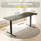 ERGOMAKER Electric Standing Desk, 67" x 23.6" Height Adjustable Sit Stand Desk with Splice Board for Home Office, Computer Table Memory Preset (Black Frame, Black Desktop)
