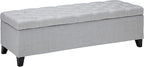 Christopher Knight Home Ottilie Fabric Storage Ottoman, Light Grey 17.50”D x 51.25”W x 17.43”H