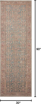 Loloi Angela Rose Aubrey Collection AUB-04 Blue/Terracotta 2'-6" x 7'-6", .19" Pile Height, Runner Rug