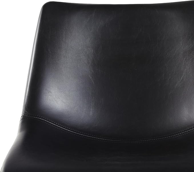 Walker Edison Xuma Modern Faux Leather Armless Low Back Counter Stool, Set of 2, Black
