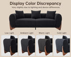 Morden Fort Modern Cloud Couch - 3 Seater Sherpa Boucle Sofa with Wood Legs, Ultra-Thick High Resilience Cushion with 3 Matching Pillows Upholstered Comfy Couch Sofa for Living Room - Black