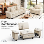 PHI VILLA Cloud Modular Couches Sets, 2 Pieces Sectional Sofa Set with Loveseat, 3-Seater Comfy Couch for Living Room Small Spaces, Chenille Corduroy Dual Fabric, Beige