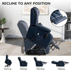 EDILLY Extra Large Power Lift Recliner Chairs for Elderly,Infinite Position Lay Flat Dual Motor Recliners Chair,with Heating and Massage, Breathable Leather,USB Ports and Remote Control(Blue)