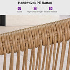 PURPLE LEAF 4 Pieces Patio Conversation Set Outdoor Wicker Furniture with Aluminum Table and Rattan Chairs Sofa Cushions Included for Porch Backyard Garden Balcony Teak