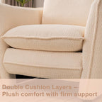 Oversized Armchair, Modern Accent Chair Upholstered in Soft Cloud Fabric with Plush Cushions – Comfy Lounge Chair for Reading Nook, Living Room, and Bedroom (Beige, Set of 2)