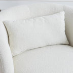 KINWELL 34" Wide Sherpa Swivel Barrel Chair, No Assembly Round Boucle Upholstered Accent Chair Armchair Single Sofa Chair with Toss Pillow for Living Room and Bedroom, Beige
