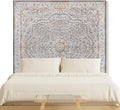 Super King Wood Headboard Rustic | Carved Full Head Board Only | Wooden Behind Bed Decor Full Size Bed | Wall Mount Wood Art | Headboard Panels (Malawi Antic, Super King)