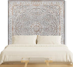 Super King Wood Headboard Rustic | Carved Full Head Board Only | Wooden Behind Bed Decor Full Size Bed | Wall Mount Wood Art | Headboard Panels (Malawi Antic, Super King)