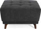 Christopher Knight Home Kinsley Square Ottoman Footstool, Ottoman Chair with Large Seat, Chenille Fabric Upholstery Coffee Table, Modern Side Table for Living Room Bedroom Home Decor, Grey