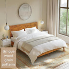 Acacia Haven King Wooden Bed Frame, 100% Solid Wood Platform Bed with Headboard, All Mattress Support & No Box Spring Needed, Effortless Assembly, 800 lbs Capacity, Caramel.