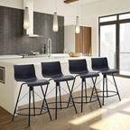 annjoe Swivel Bar Stools Metal Counter Height Stools Plastic Seat Chairs Set of 4 for Indoor Outdoor Home Kitchen Business (24" Black)
