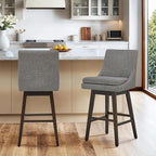 CHITA Bar Height Swivel Barstool with Back Set of 2, FSC Certified Upholstered Bar Stool, 30.7" H Seat Height, Fabric in Fog