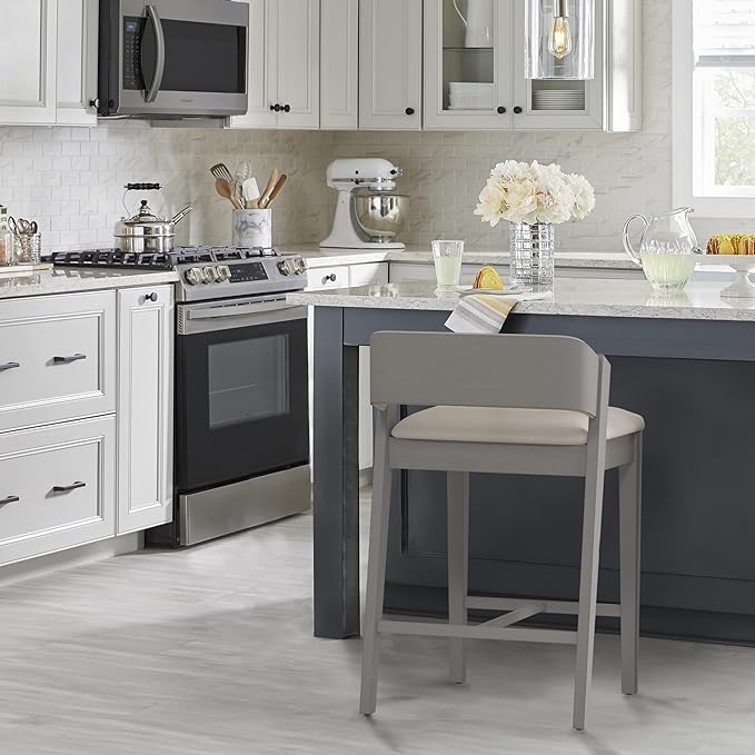 Hillsdale Dresden Wood Counter Height Stool, Distressed Gray