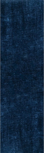 nuLOOM 2' x 6' Cozy Plush Area Rug, Machine Washable, Non-Slip, Soft Fluffy Shag Carpet for Living Room Bedroom Kids Room Nursery Home Decor, Loni Navy