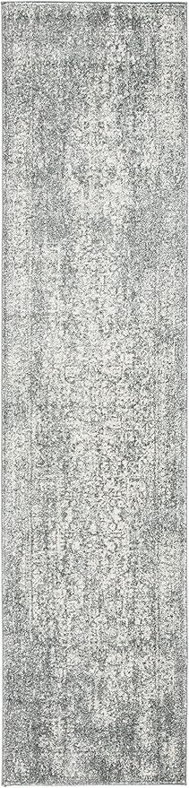 SAFAVIEH Evoke Collection 2'2" x 15' Silver / Ivory EVK256S Oriental Distressed Non-Shedding Living Room Bedroom Runner Rug