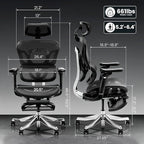 FLEXISPOT ErgoX Max Ergonomic Office Chair with footrest Black - Aluminum Alloy Frame & Base, 661 lb Capacity, 5D Armrests, 4D Adaptive Lumbar & 4D Headrest