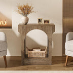 Tribesigns End Table, Wooden Side Table with Storage Space for Living Room, Narrow Nightstand for Bedroom, Gray