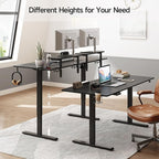 ONBRILL Standing Desk with 2 Adjustable Monitor Shelves, 71 x 24 Inches Electric Stand Up Desk with Memory Controller and Adjustable Height from 28-46 inches for Computer Workstations, Black