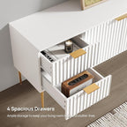 SICOTAS TV Stand for 55/60/65/70 Inch TV - 62 Inch TV Stands for Living Room Entertainment Center with 4 Drawers, Fluted Modern TV Media Console Television Cabinet for Bedroom (White, 2 Pieces)