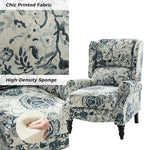 HULALA HOME Upholstered Wingback Recliner Chair Set of 2, Small Adjustable Footrest Push Back Single Reclining Sofa, Mid Century Modern Lounge Armchair for Living Room, Bedroom, Reading/Floral