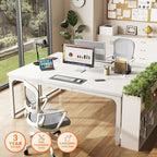 Huuger 63 x 24 inch Desk with Power Outlets & USB-C, Deeper & Thicker Desktop, Robust Metal Tubes, Computer Desk, Heavy Duty Office Desk, Work Gaming Desk, for Home Office, White