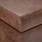 SIMPLIHOME Avalon 48 inch Wide Contemporary Rectangle Storage Ottoman Bench in Distressed Umber Brown Vegan Faux Leather, Assembled, For the Living Room, Entryway and Family Room