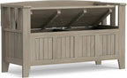 SIMPLIHOME Acadian Entryway Storage Bench - 48 inch Wide Solid Wood Hallway Seat in Distressed Grey, Transitional Bench for Entryway or Living Room with Lift-Up Lid and Spacious Storage
