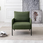 Linen Fabric Living Room Accent Chairs Bedroom Single Sofa Chair, Upholstered Reading Arm Chair Modern Couch w/Comfy Pillow for Waiting Room/Apartment/Dorm, Green
