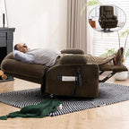 ABCASA Oversized Dual Motor Lay Flat Power Lift Recliner Chair, Massage Recliner with Heat for Living Room, Lumbar Pillow, USB & Type-C Ports, Oversized Recliner for Elderly & Big People - Brown