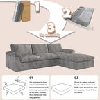 EASE MOOSE Oversized Cloud Couch Sectional Sofa, L-Shaped Large Modular Couch for Living Room, Minimalist Boneless Convertible Couches with Ottoman, 5-Seat Deep Sofas for Bedroom, Chenille (Grey)