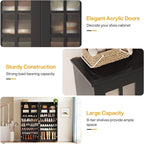 Tribesigns 70-Inch Tall Shoe Cabinet with Doors, 8-Tier Shoe Storage Cabinet with Adjustable Shelves, Modern Shoe Organizer Shoe Rack Cabinet for Entryway, Hallway, Closet, Living Room, Black and Gold